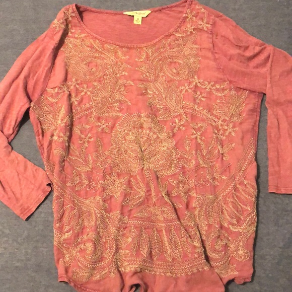 Lucky brand beautiful purple embroidered top - Picture 1 of 3